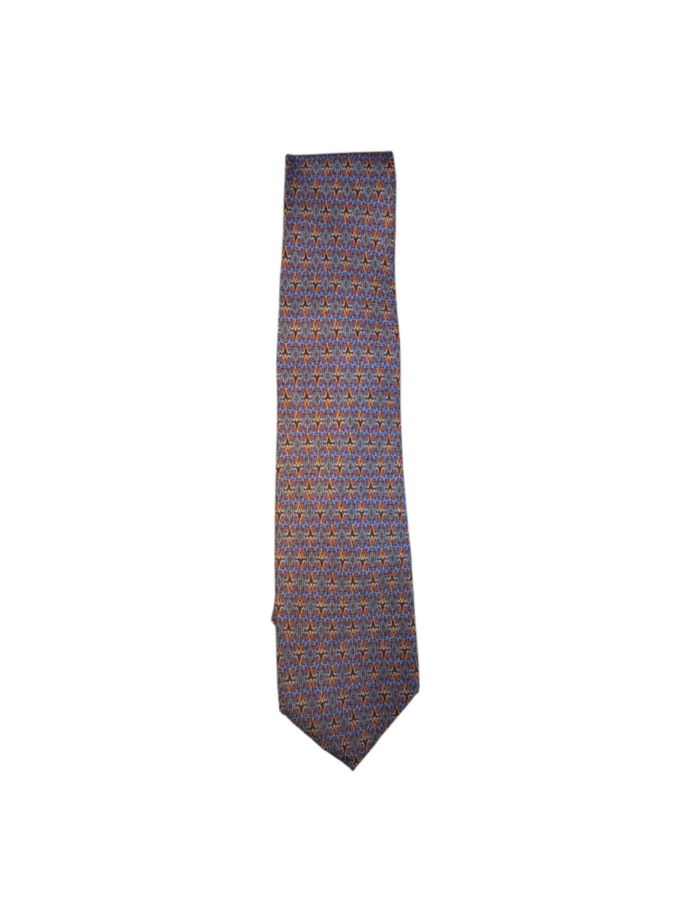 Daniel De Fasson Geometric Silk Necktie Blue Red Abstract Pattern Tie